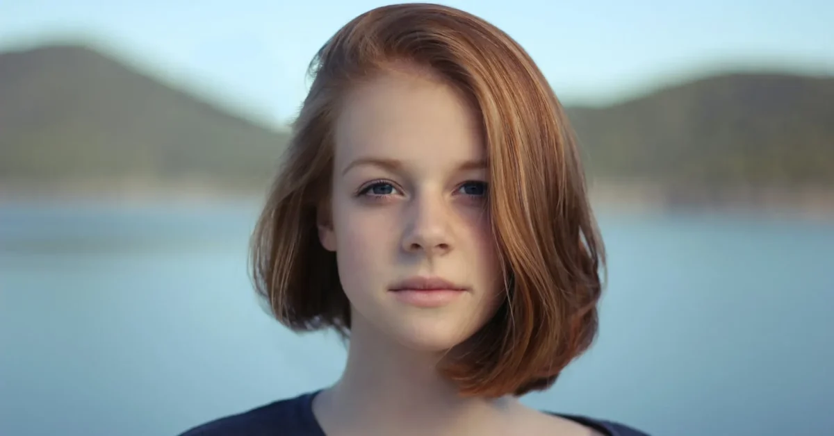 A girl having an asymmetrical bob.