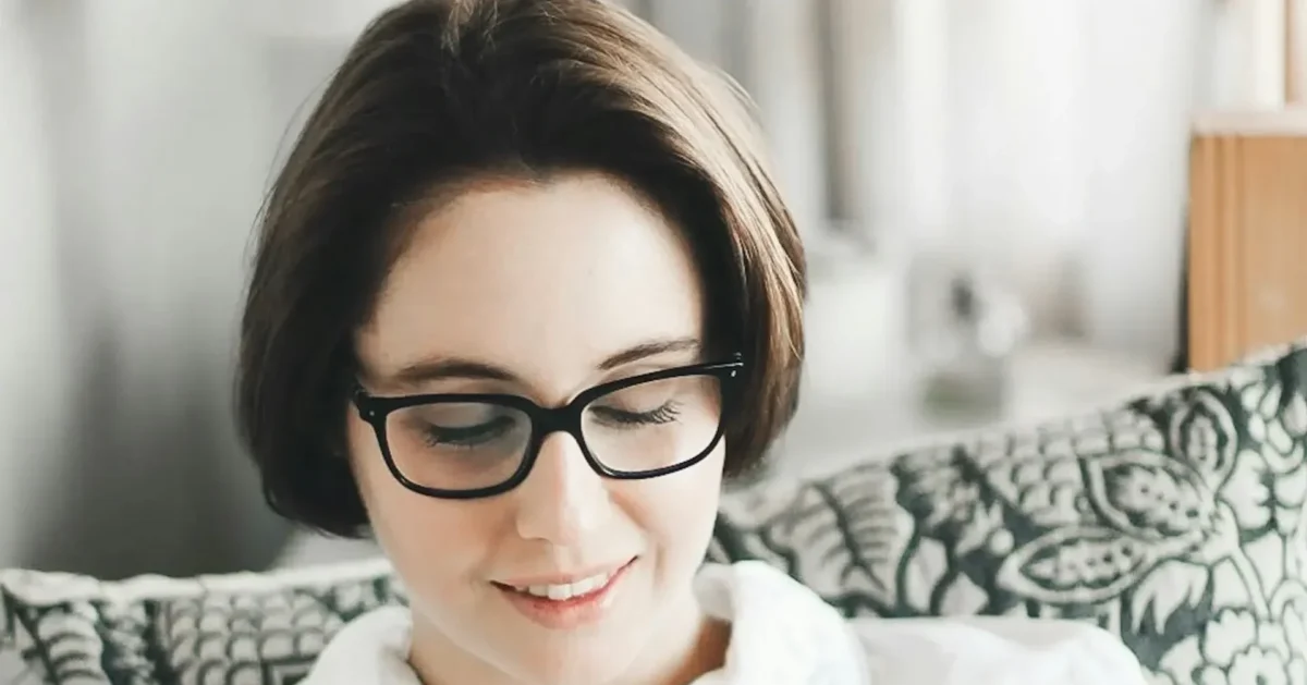 A girl having a French bob haircut
