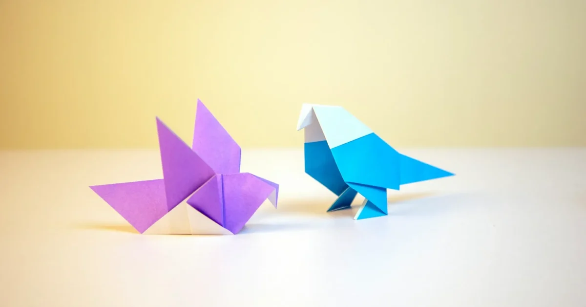 Origami single sheet sparrow