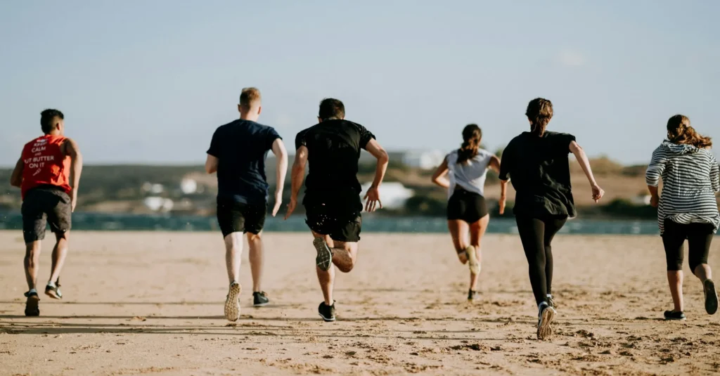 People running as an exercise for fitness.