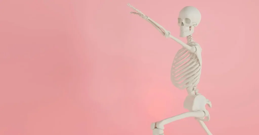 Skeleton is exercising: indicating the health of bones which is one of the benefits of the brazil nuts.