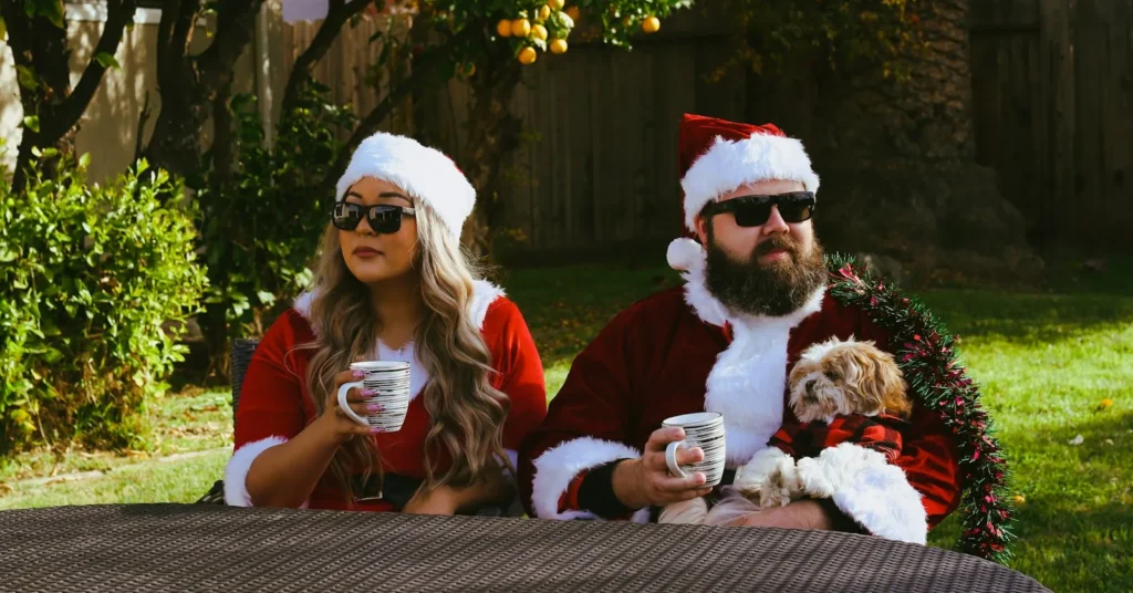 A couple celebrating the Christmas