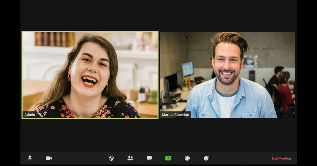 Video call on zoom app in a long distance relationship.